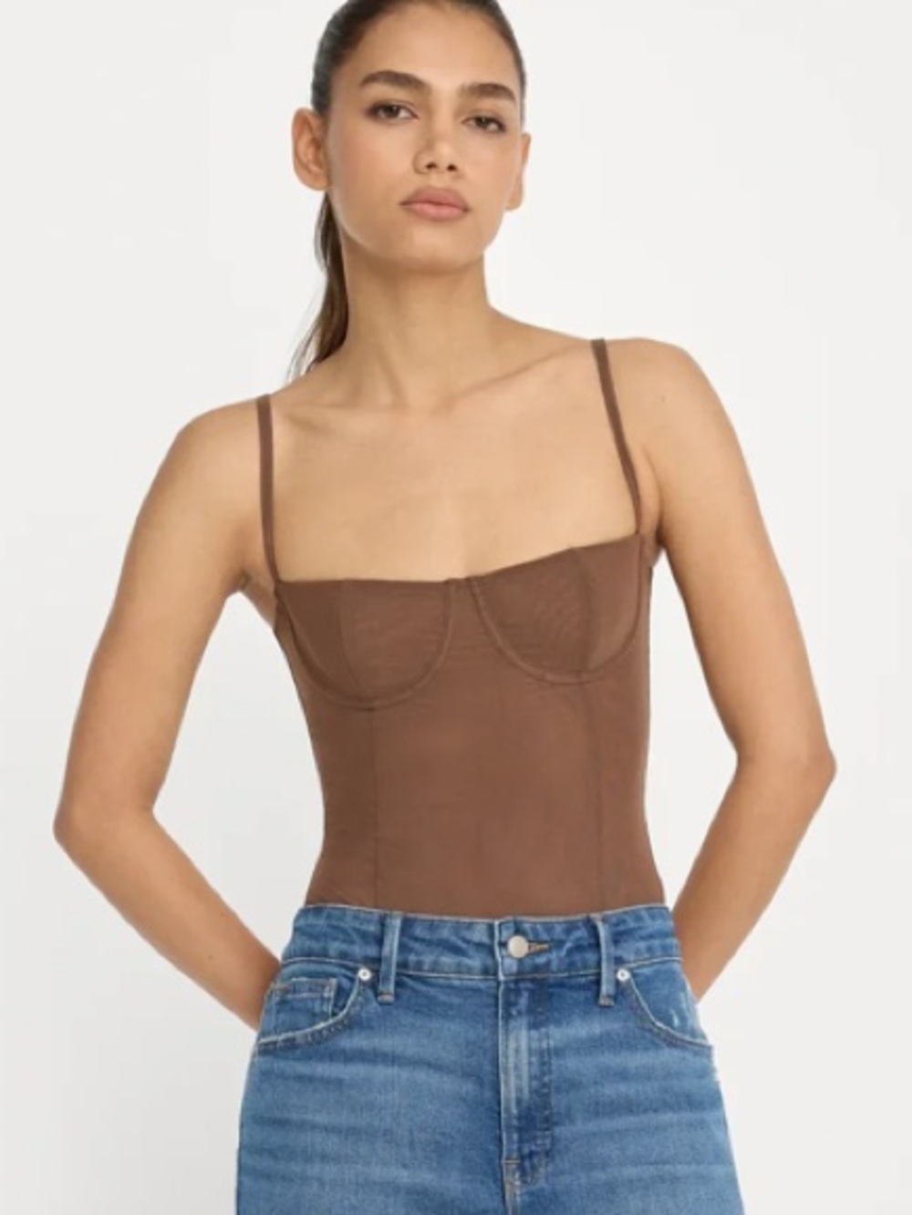 Good American mocha Brown Sculpting Underwire Bodysuit! New! L